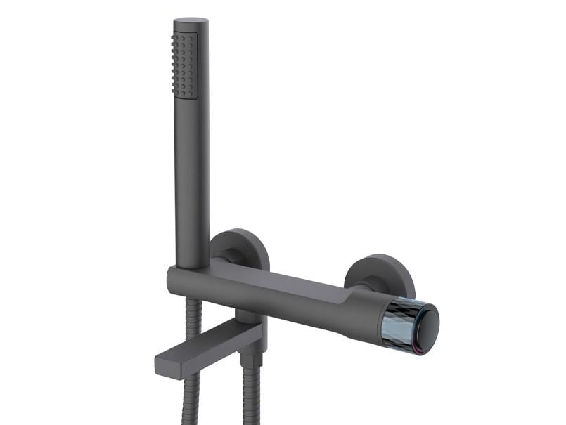 Смеситель для ванной короткий AIM DG01730 поворотный гусь серии KEYS Gun Grey