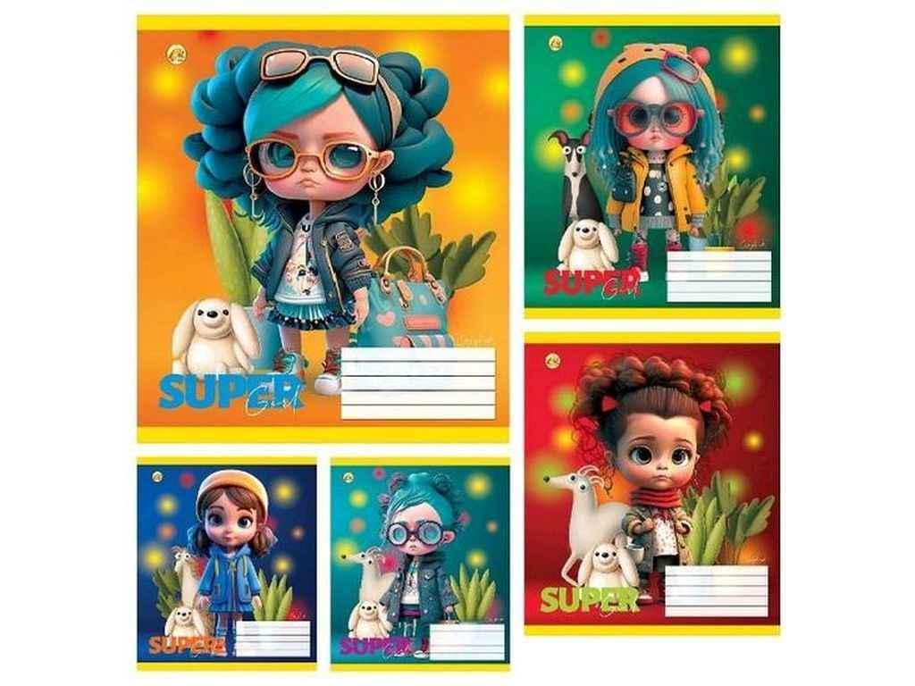 Тетрадь в линию Тетрада 12 л. 25 шт. твердая ТЕ42111 12ЛВ Super Girl (1064069)