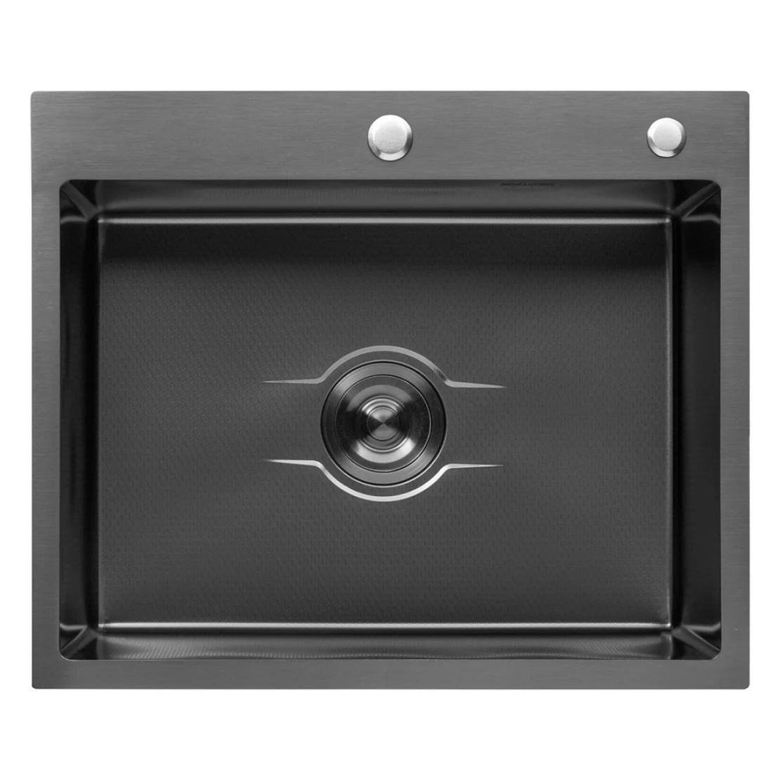 Мийка кухонна Kroner Derby KRP PVD 6050HM 2,5/0,5 мм pvd Чорний (13045370)