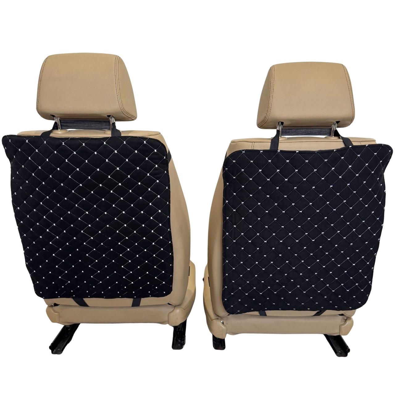 Накидки защитные на спинку передних сидений Runa с алькантары Черный/Белый (480-2-N)