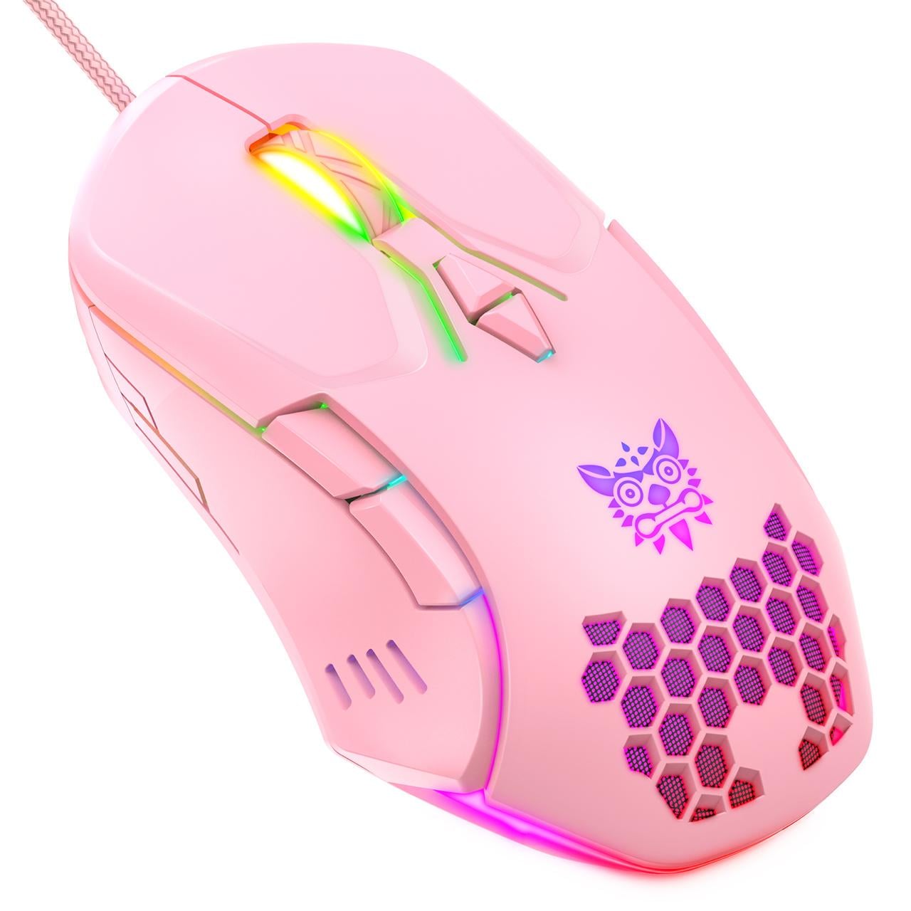 Мышка игровая Onikuma C15 Pro 6400 DPI проволочная с RGB подсветкой 7 кнопок Розовый (438775)