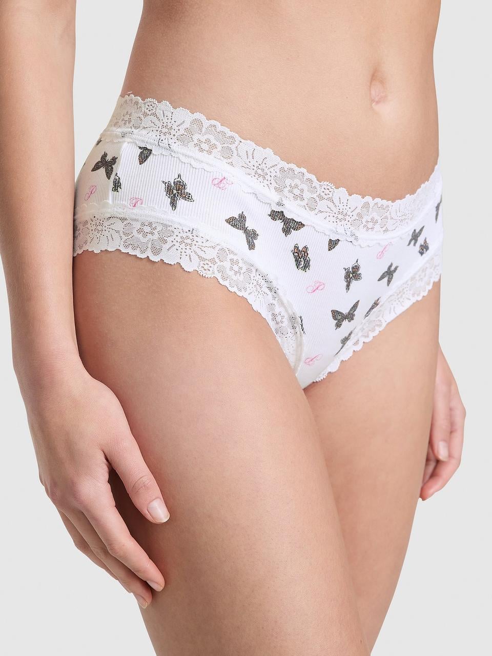 Трусики женские Victoria's Secret Wink Lace-Trim Cheeky XXL Белый (7114439124805)