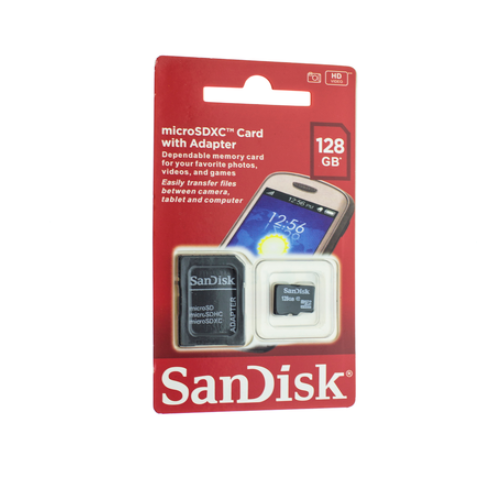 Карта памяти SanDisk microSD class 10 128 GB + SD адаптер (00-00007769)