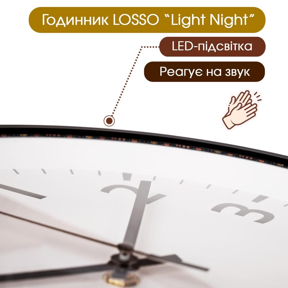 Часы настенные LOSSO NL-30 Night Light бесшумные с подсветкой Белый/Белый (498098259) - фото 5 Часы настенные LOSSO NL-30 Night Light бесшумные с подсветкой Белый/Белый (498098259) - фото 5