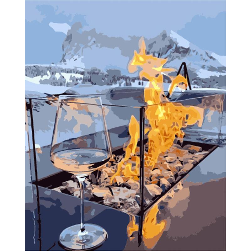 Картина за номерами Strateg Преміум Вогонь з лаком та рівнем 40x50 см (GS1556)