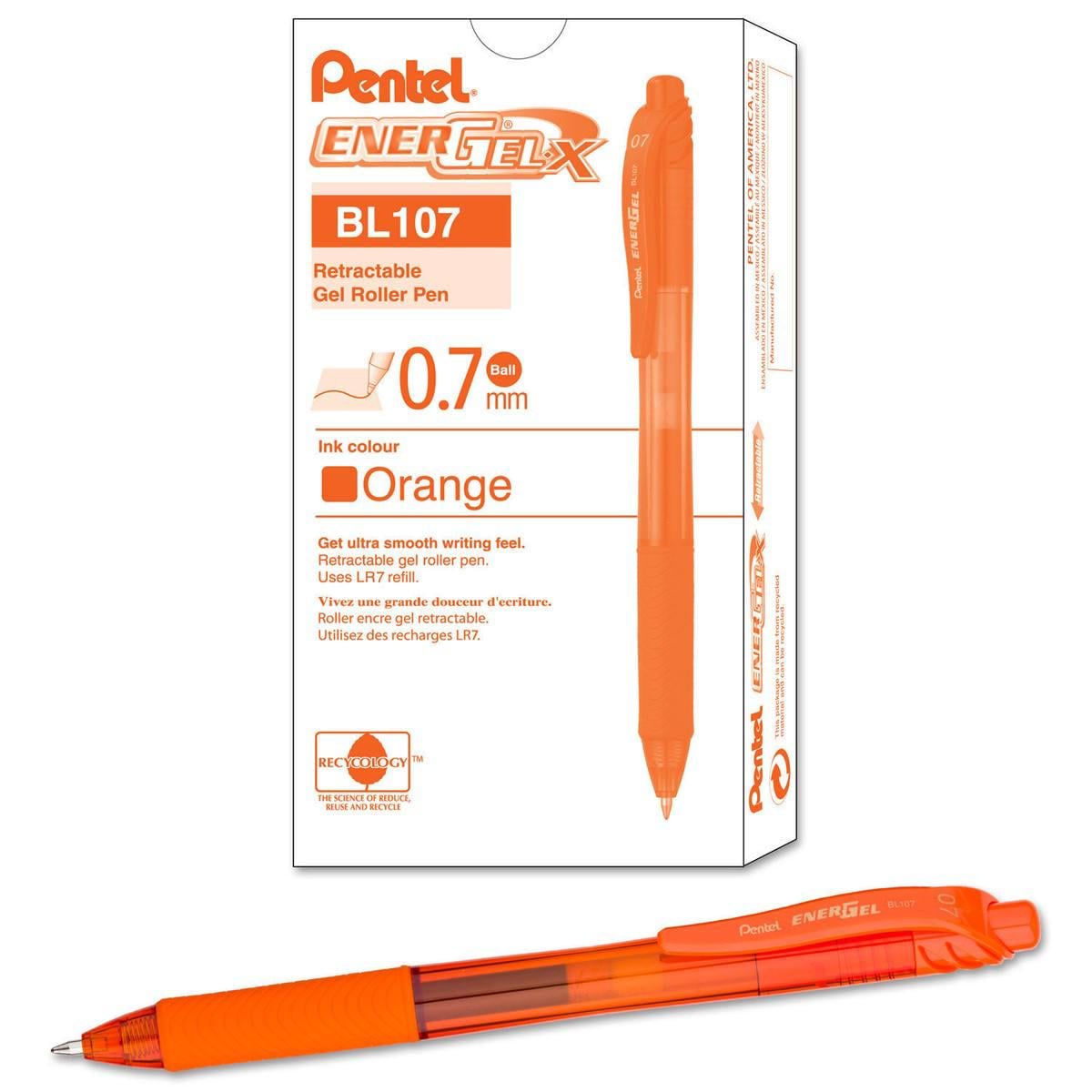 Гелевая ручка Pentel EnerGel RT BL107-F 0,7 мм/оранжевые чернила/набор 12 шт.