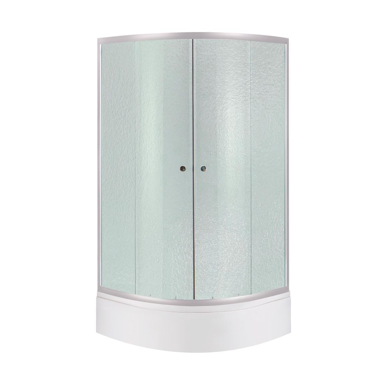 Душевая кабина Latwa SC80x80.SAT.MID.FR полукруглое стекло Frost 4 мм/душевой поддон Kapielka ST 80x80x26 см с панелью Lidz (2660913897)