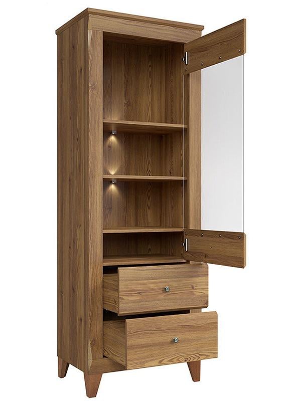 Витрина для кабинета однодверная Gerbor Граф REG1W2S из ДСП 720х470х2020 мм Орех (17977)