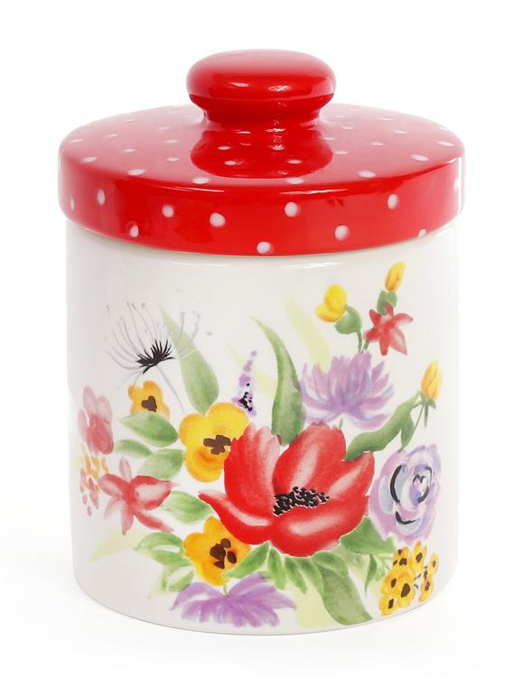 Банка керамическая Акварель 500 мл с керамической крышкой Красный (BD-DK0092-D)