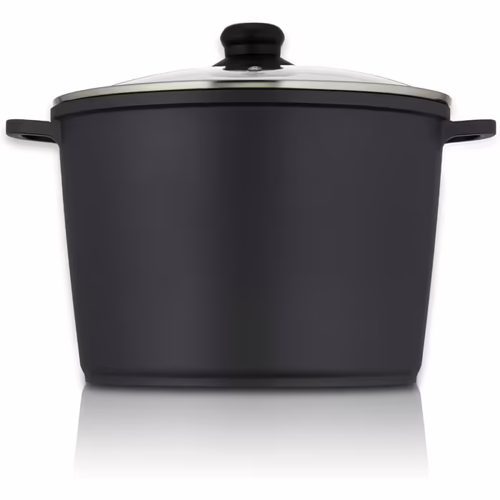 Кастрюля KHG алюминиевая со стеклянной крышкой 28 см 10 л Черный