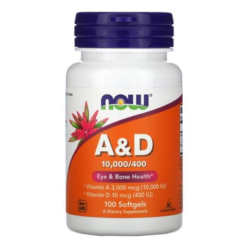 Витамин А NOW Vitamin A&D 100 жидких капс. (NOW-00350)