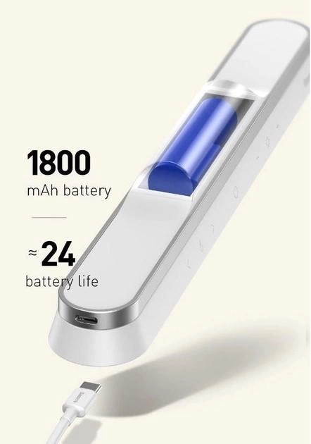 Лампа настільна портативна Baseus Magnetic Stepless Dimming Charging Desk Lamp з вбудованим акумулятором 1800 mAh 4,5 W White (14313259) - фото 7