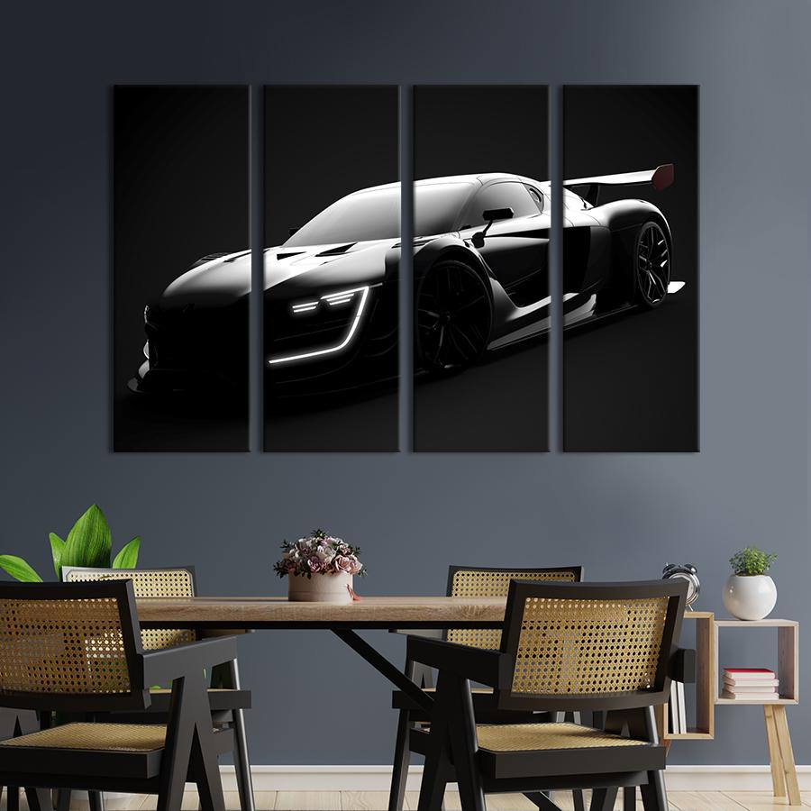 Картина на холсте Необыкновенное чёрное авто 89x53 см (1293-41)