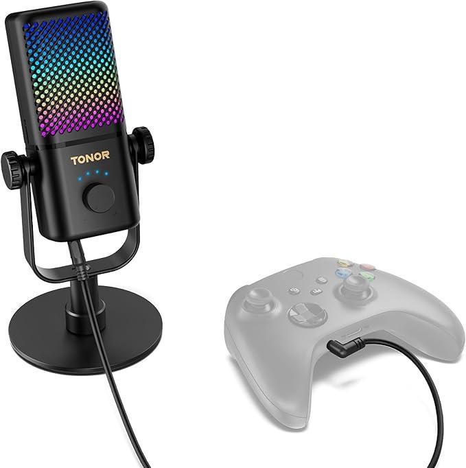 Мікрофон ігровий TONOR сумісний з Xbox потоковий конденсаторний мікрофон RGB