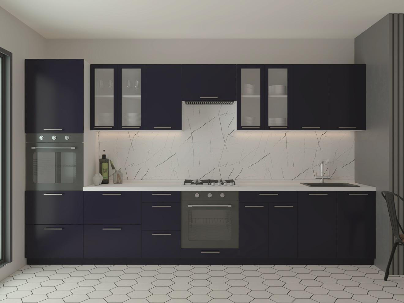 Кухня прямая Adel 340 см Синий (000-000-3107)