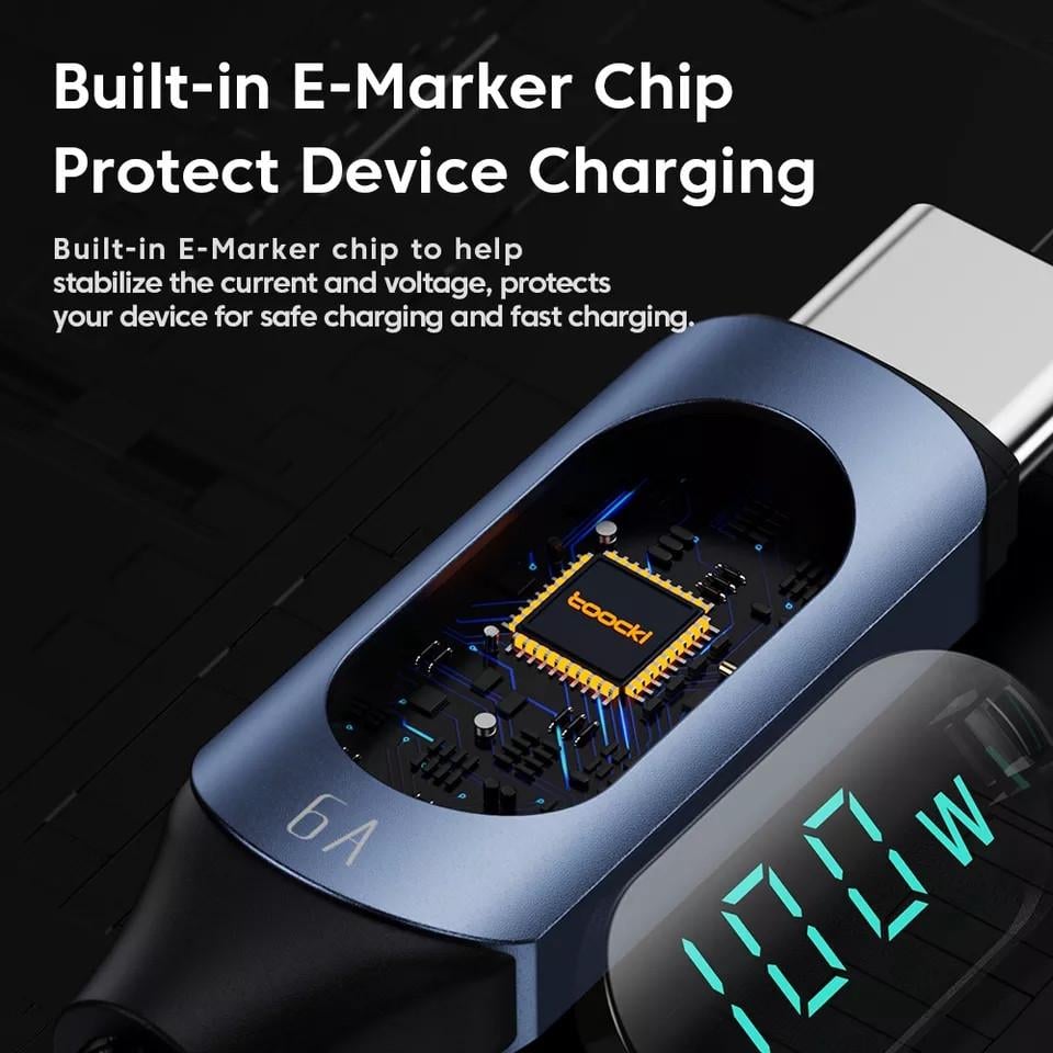 Кабель Toocki Type-C PD 100w Fast Charge с дисплеем Black (25397331) - фото 2