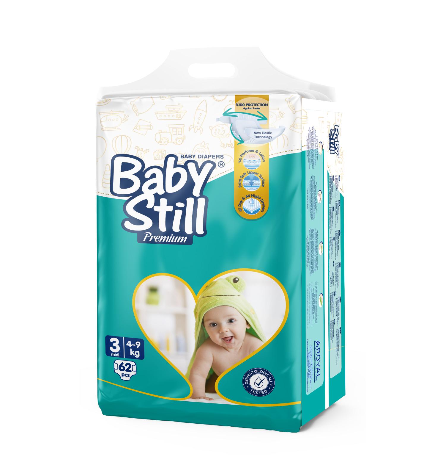 Подгузники детские Baby Still midi 3 4-9 кг Jumbo 62 шт. (000006698)