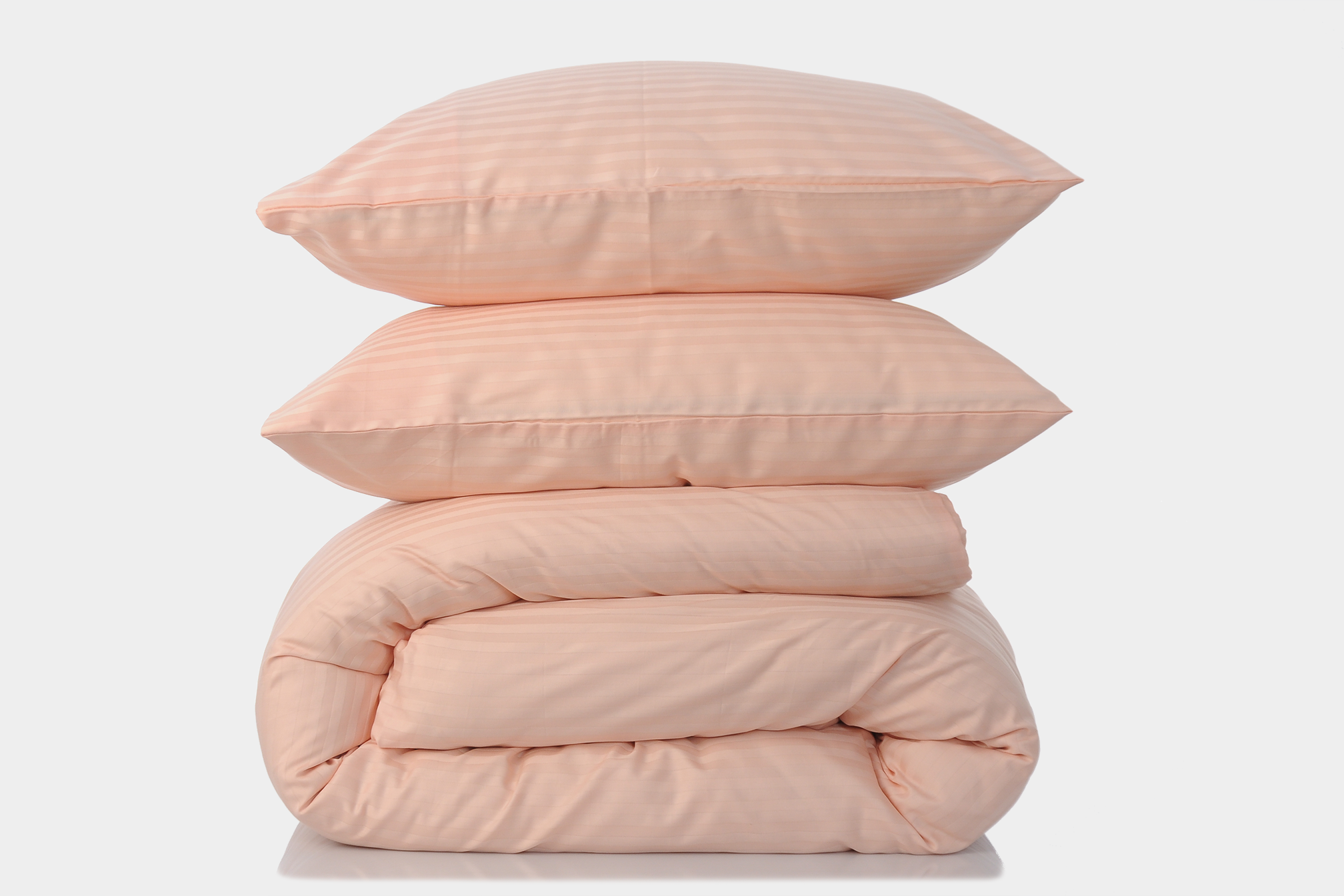 Комплект постельного белья семейный Amore pudra1206 страйп-сатин Пудровий (KPB-As-STLux-pudra1206 70x70_)