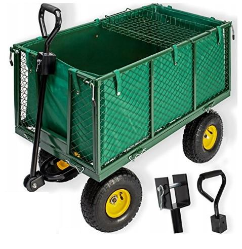 Тележка-самосвал садовая Siker TC1841 4-колесная 200 л 350 кг Зеленая (6351)