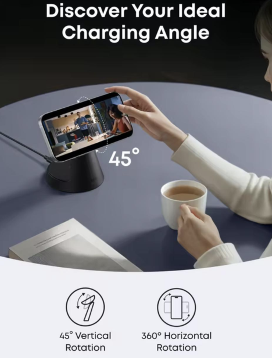 Зарядний пристрій Anker MagGo 3in1 Magsafe Charging Station Qi2 15W Black - фото 6 Зарядний пристрій Anker MagGo 3in1 Magsafe Charging Station Qi2 15W Black - фото 6