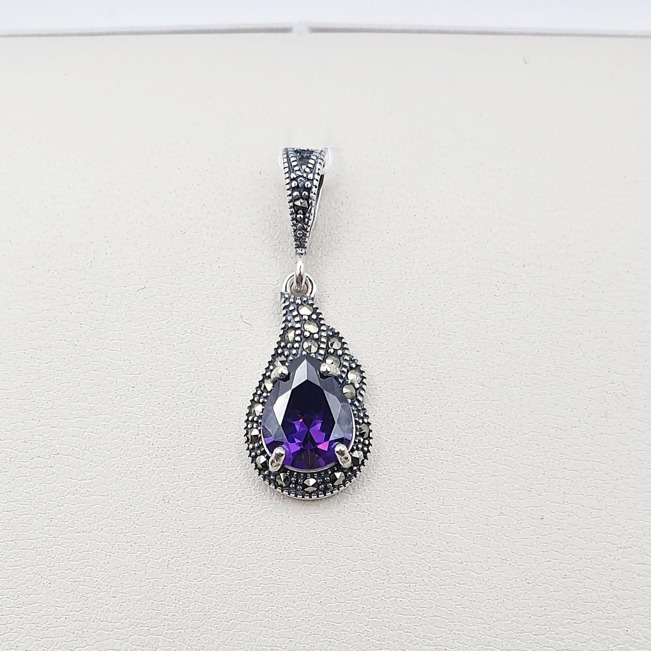 Серебряный кулон с аметистом альпинитом и марказитом 2,71 г (2686520856)