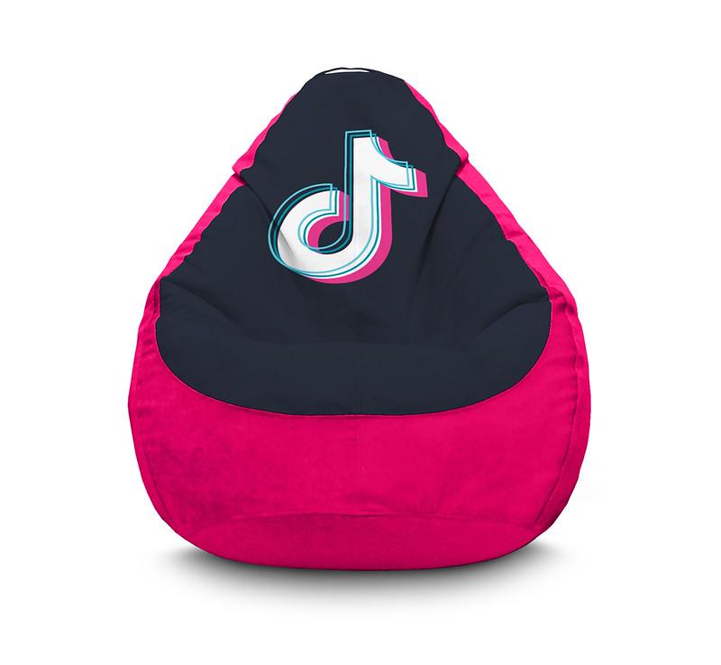 Кресло мешок iPuff Tik Tok Logo Pink Флок XXXL 100х135 см Красный