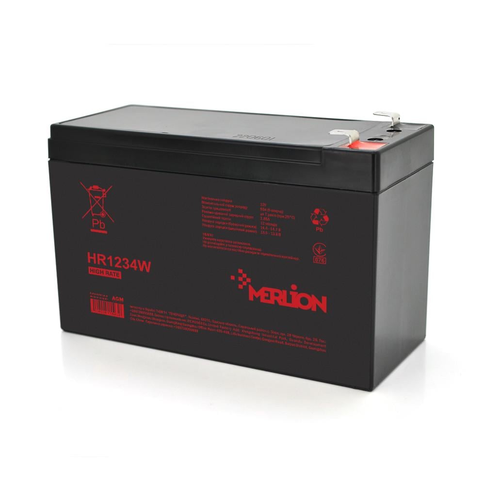 Батарея аккумуляторная MERLION HR1234W 12V 9,5Ah Black