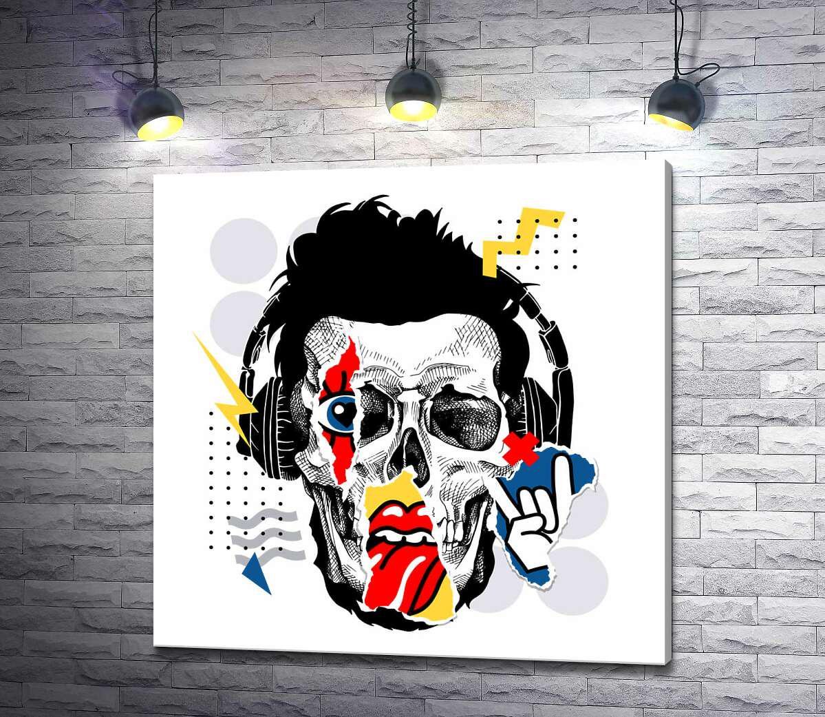 Картина ArtPoster Абстрактный череп-хипстер 130x130 см Модуль №1 (003768)