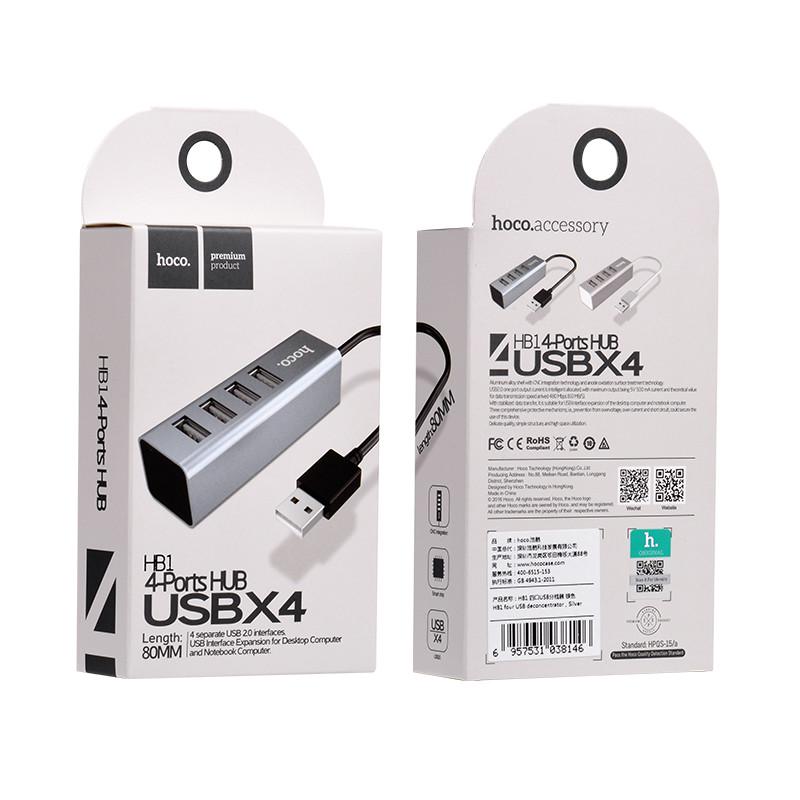HUB адаптер Hoco USB HB1 Line machine, 4USB, серый - фото 6 HUB адаптер Hoco USB HB1 Line machine, 4USB, серый - фото 6