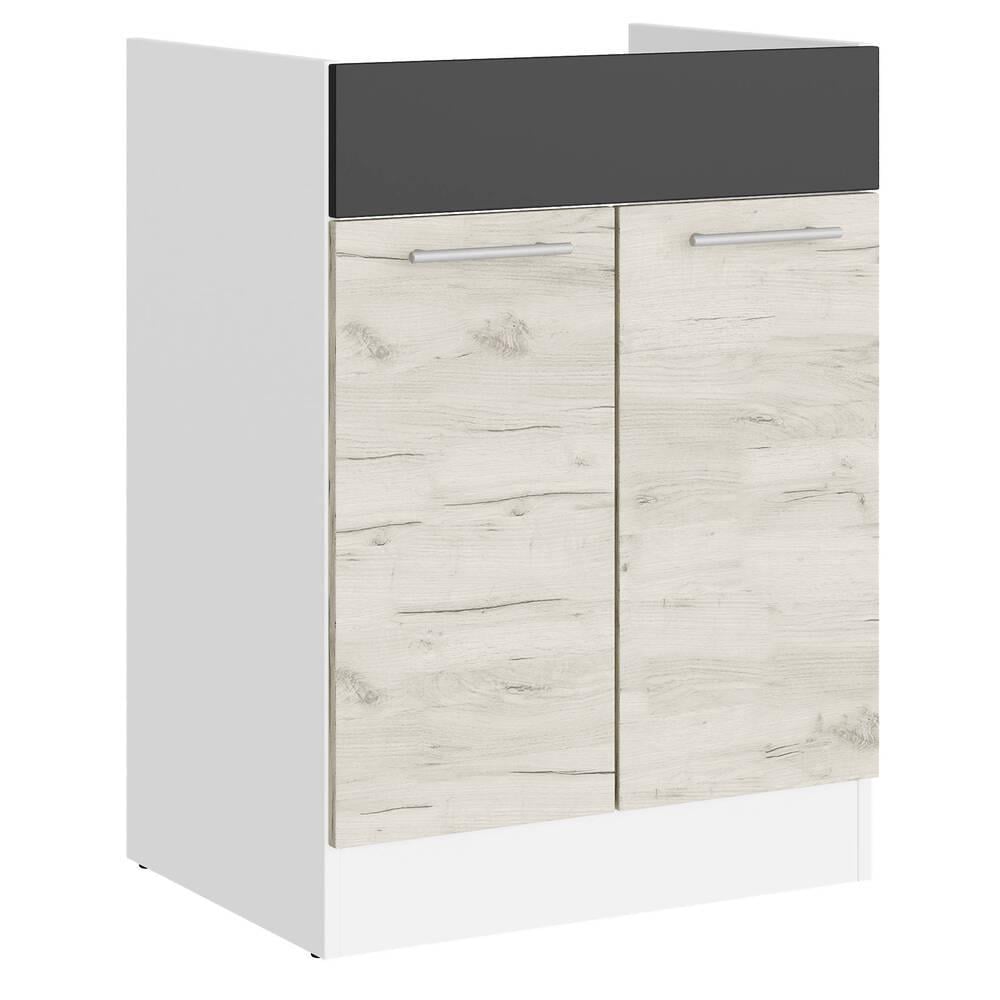 Модуль кухонный под мойку Еверест Эко 600 60х46х82 см Дуб крафт белый/Графит/Белый (DTM-071022) - фото 1 Модуль кухонный под мойку Еверест Эко 600 60х46х82 см Дуб крафт белый/Графит/Белый (DTM-071022) - фото 1