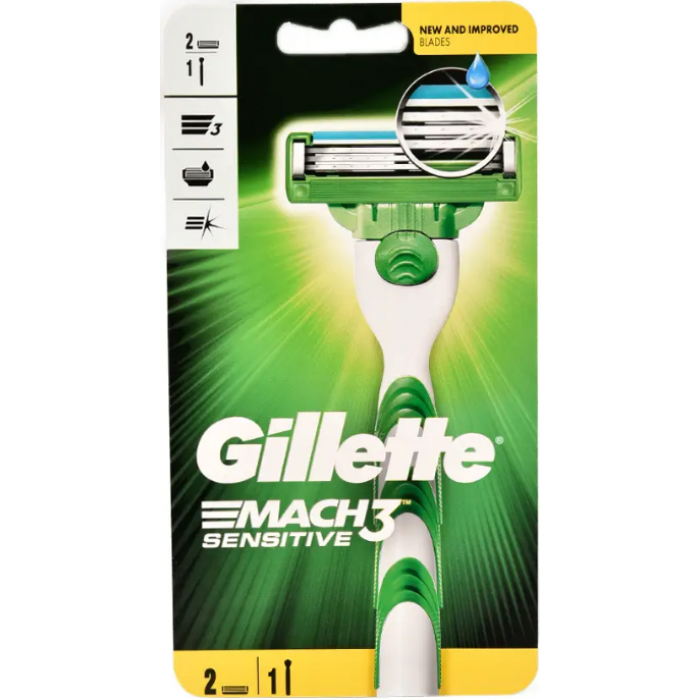 Станок для бритья Gillette Mach 3 Sensitive с 2 сменными картриджами