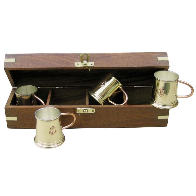 Морской сувенир Sea Club набор рюмок в деревянной коробке 4 шт. 50 мл (9084.V)