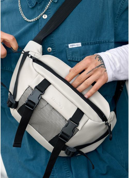 Поясна сумка чоловіча Sambag з екошкіри Світло-сірий (863038721)