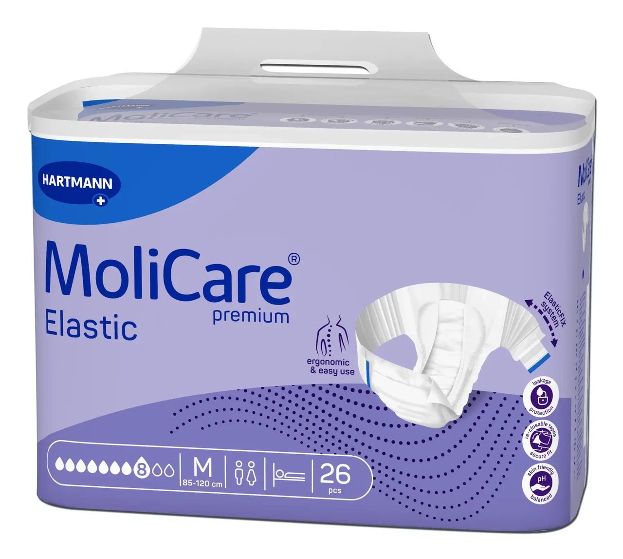 Подгузники для взрослых 8 капель MoliCare Premium Elastic M 26 шт. (2145022155) - фото 4 Подгузники для взрослых 8 капель MoliCare Premium Elastic M 26 шт. (2145022155) - фото 4