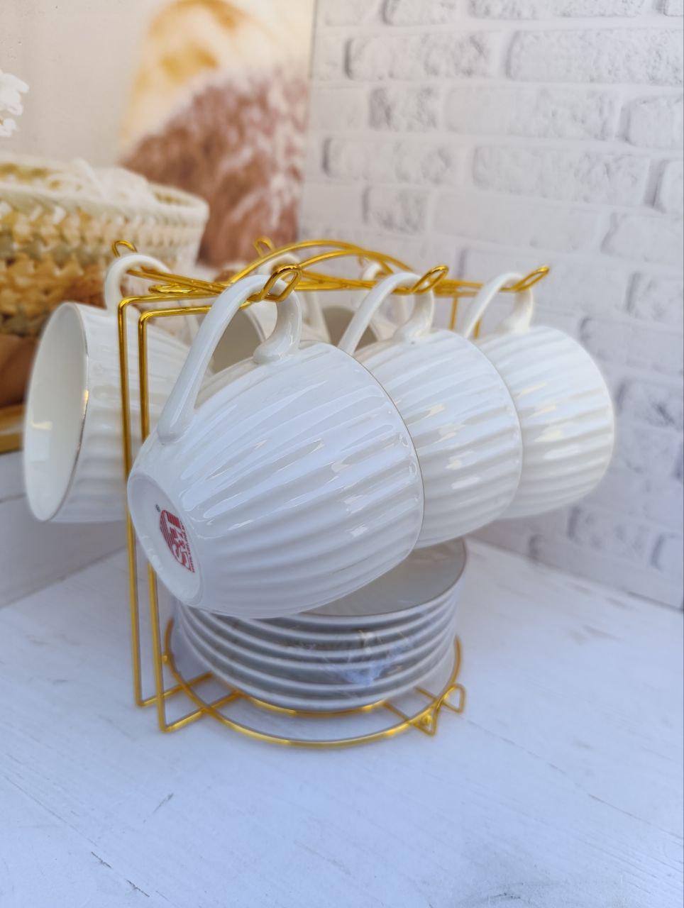 Чайний сервіз SNT Франческа порцеляна на металевій стійці 230 мл 13 предметів Білий (15221-00) - фото 2 Чайний сервіз SNT Франческа порцеляна на металевій стійці 230 мл 13 предметів Білий (15221-00) - фото 2