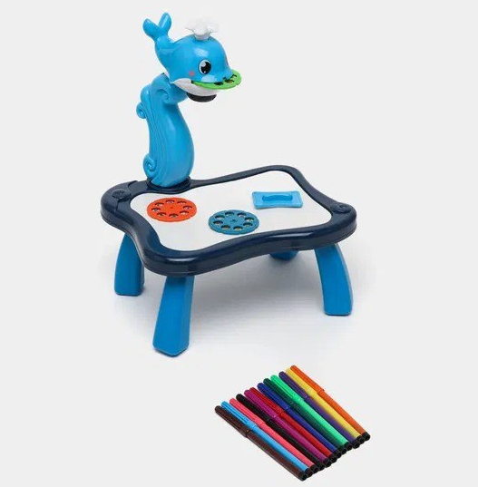 Дитячий проектор для малювання Limo Toy 331 набір для творчості з фломастерами Блакитний Кит (2118820217)