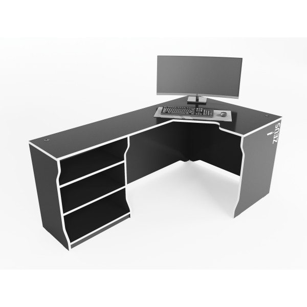 Компьютерный стол Zeus-Game Revolver 2 Черный/Белый (64c0cd79f2407706c1386c55)