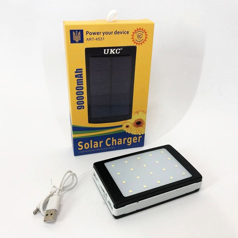 Повербанк UKC Solar 4531 із сонячною панеллю та лампою 90000 mAh (13466024) - фото 8