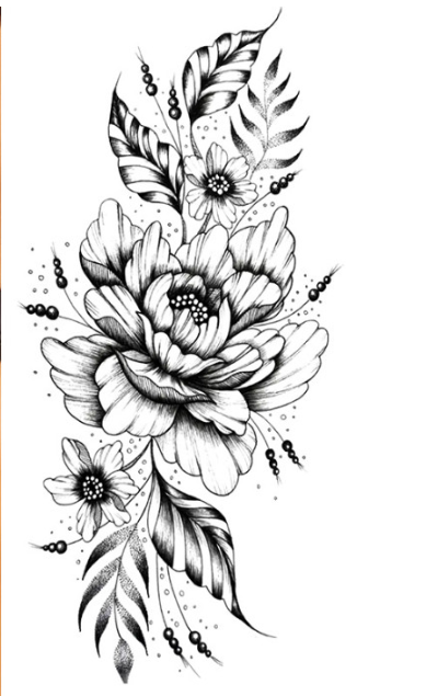 Тату тимчасове водостійке 3D велике Ніжні квіти BK-069 18х8,5 см (4419474)