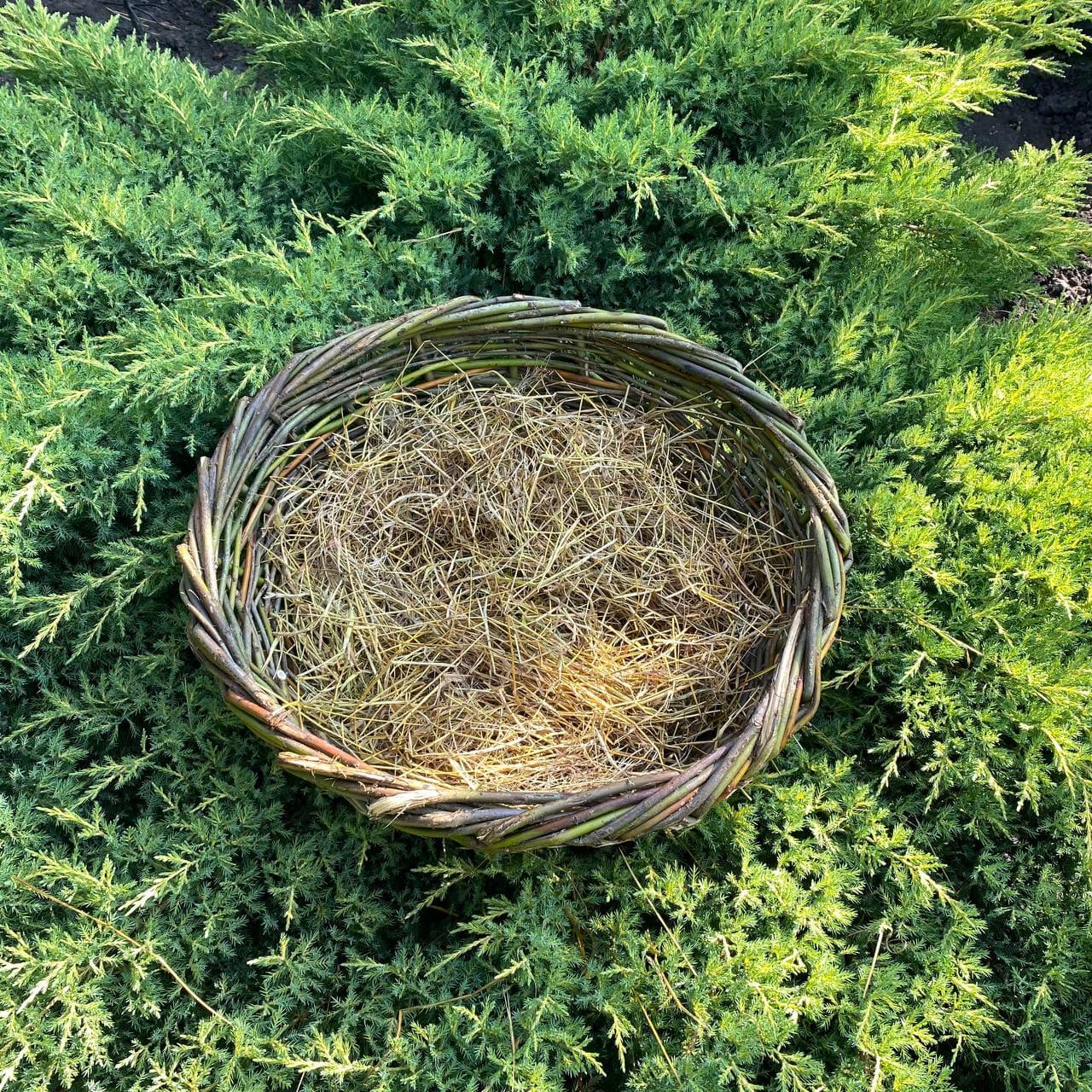 Гніздо для лелек та птахів з лози міцна прикраса для саду й дому 55 см