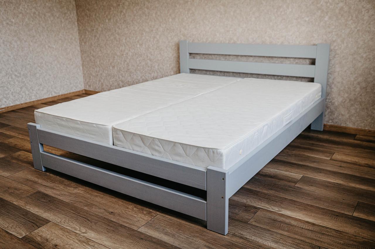 Ліжко двоспальне з масиву сосни 160x200 см Сірий (1868338940)