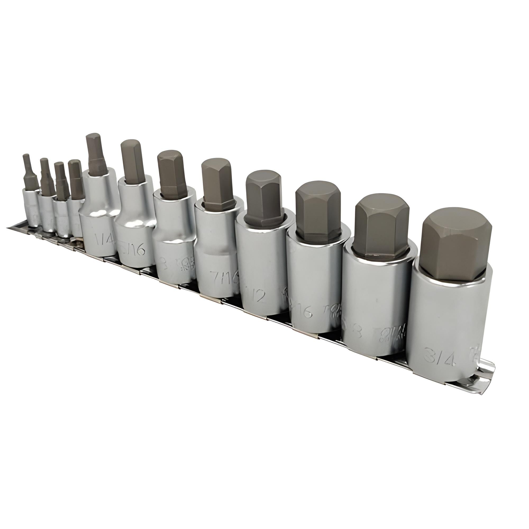 Набор шестигранников дюймовых впрессованных в головку Toptul GAAQ1208 1/4"-1/2" HEX 12 ед. Хром (147-112-GAAQ1208)