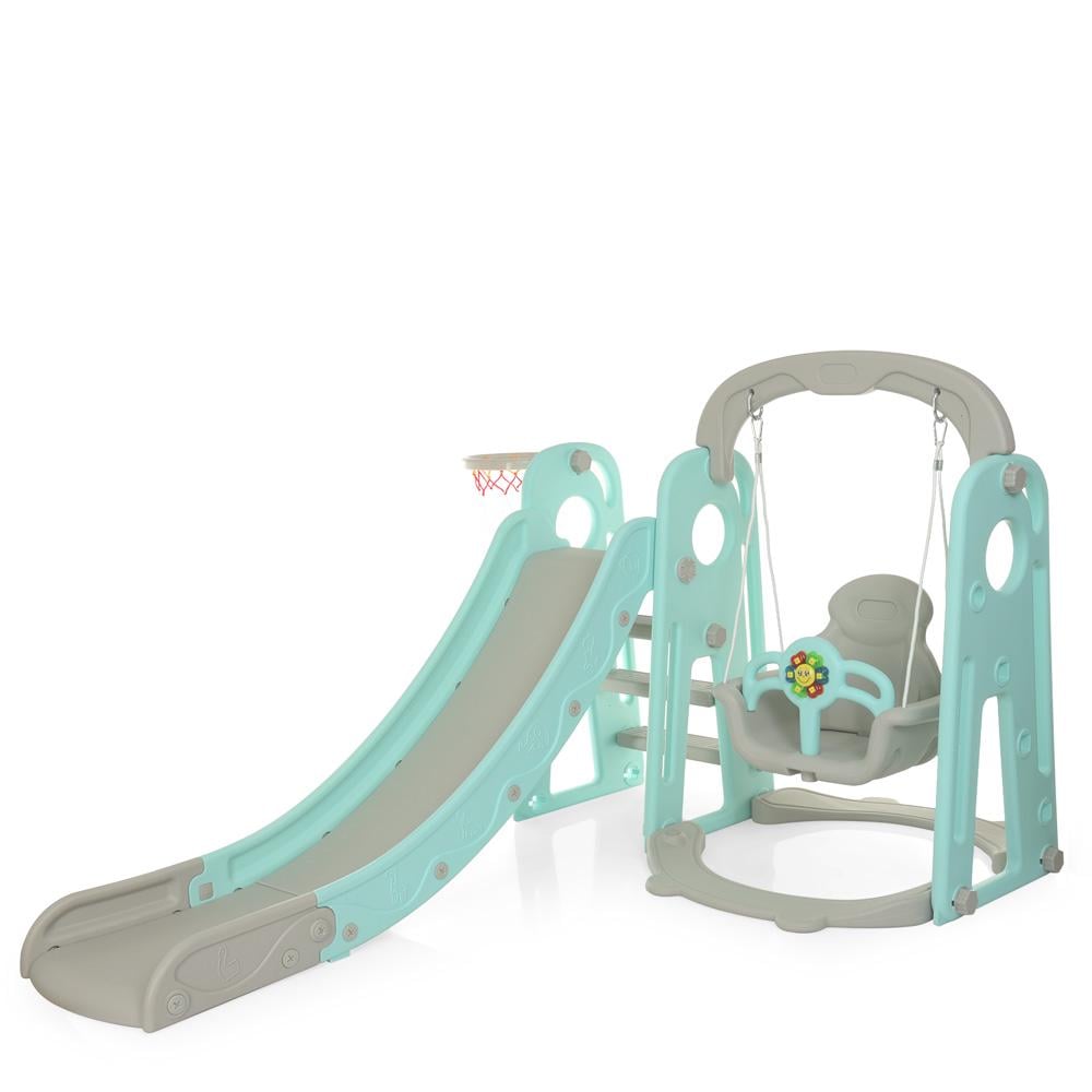 Детская горка-качалка Bambi YG2020-1-4 с баскетбольным кольцом Голубой (31443121)