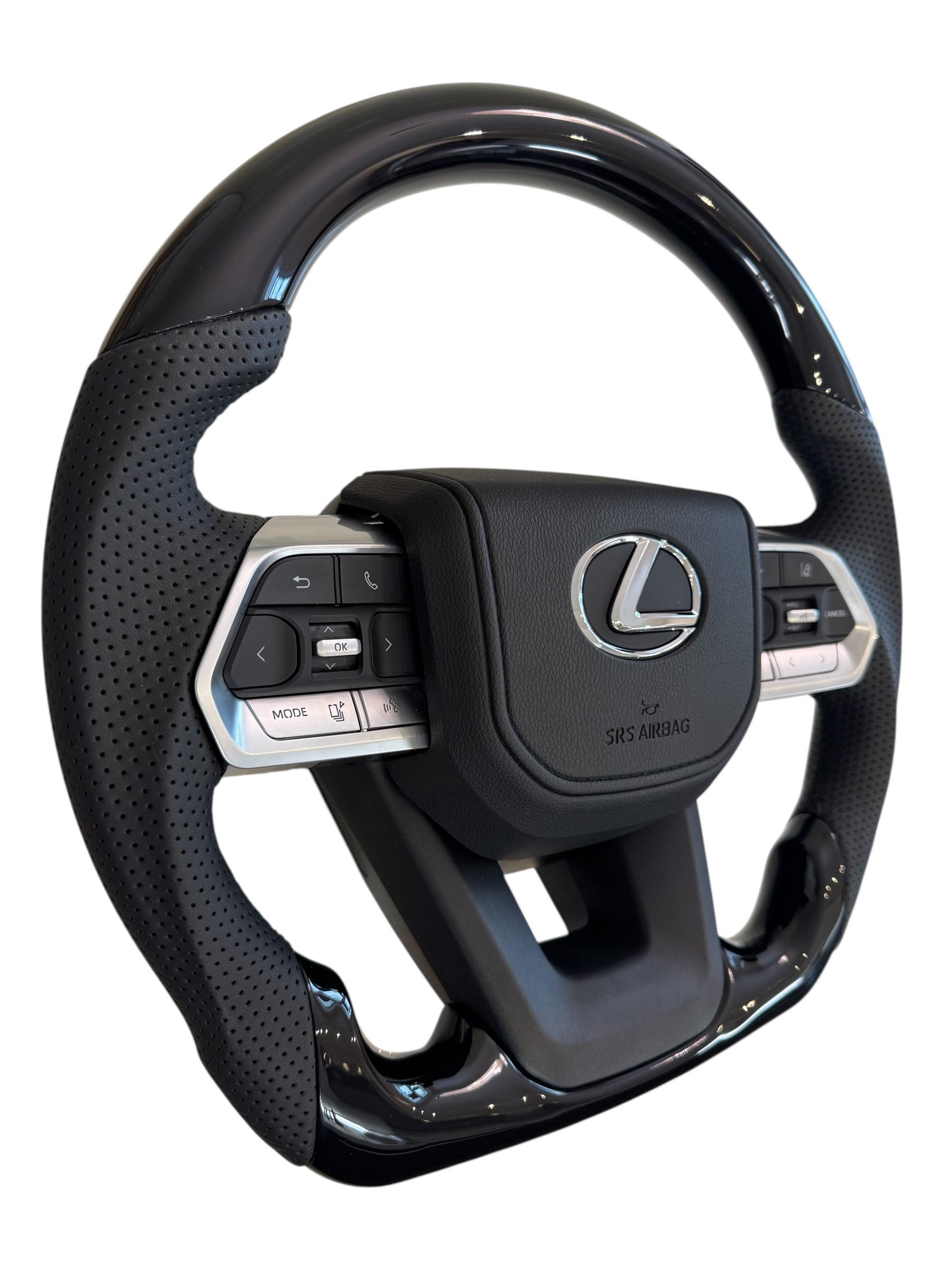 Руль для Lexus LX470/GX470 рояльный лак со скошенным низом логотип и кнопки хром (28923161) - фото 7 Руль для Lexus LX470/GX470 рояльный лак со скошенным низом логотип и кнопки хром (28923161) - фото 7