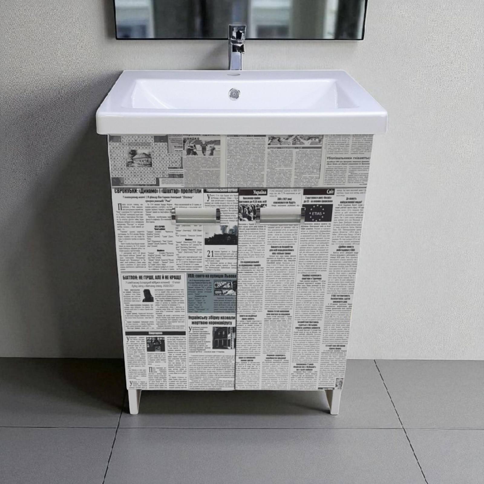 Тумба для ванной комнаты пластиковая The MIX Газетный Шик с умывальником 80 см (2419) - фото 7 Тумба для ванной комнаты пластиковая The MIX Газетный Шик с умывальником 80 см (2419) - фото 7