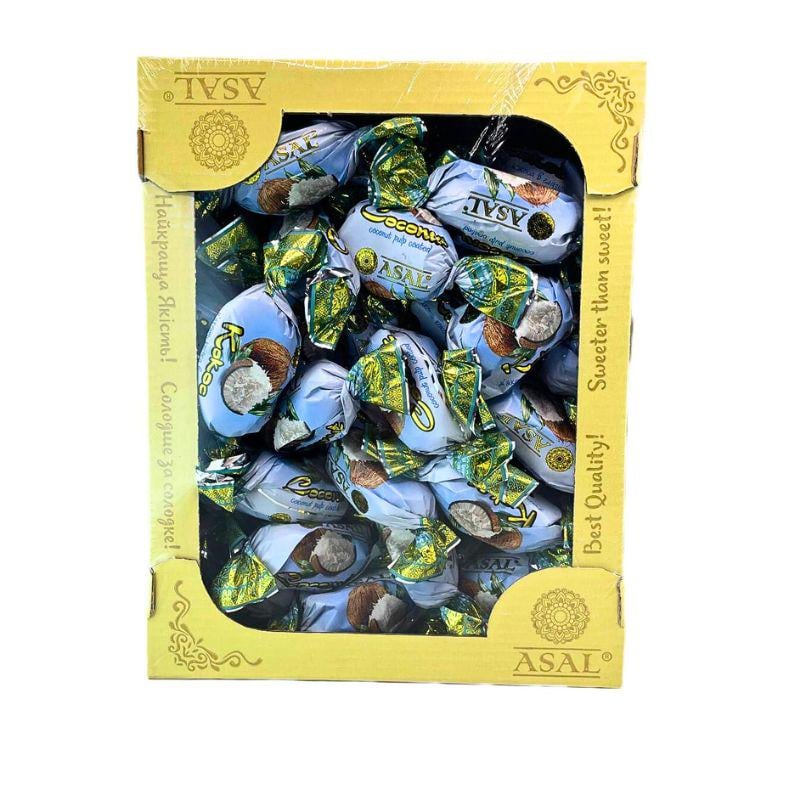 Конфеты кокосовые ASAL с мякотью кокоса в шоколадной глазури в коробке 1 кг (Asal-Coco-1000)