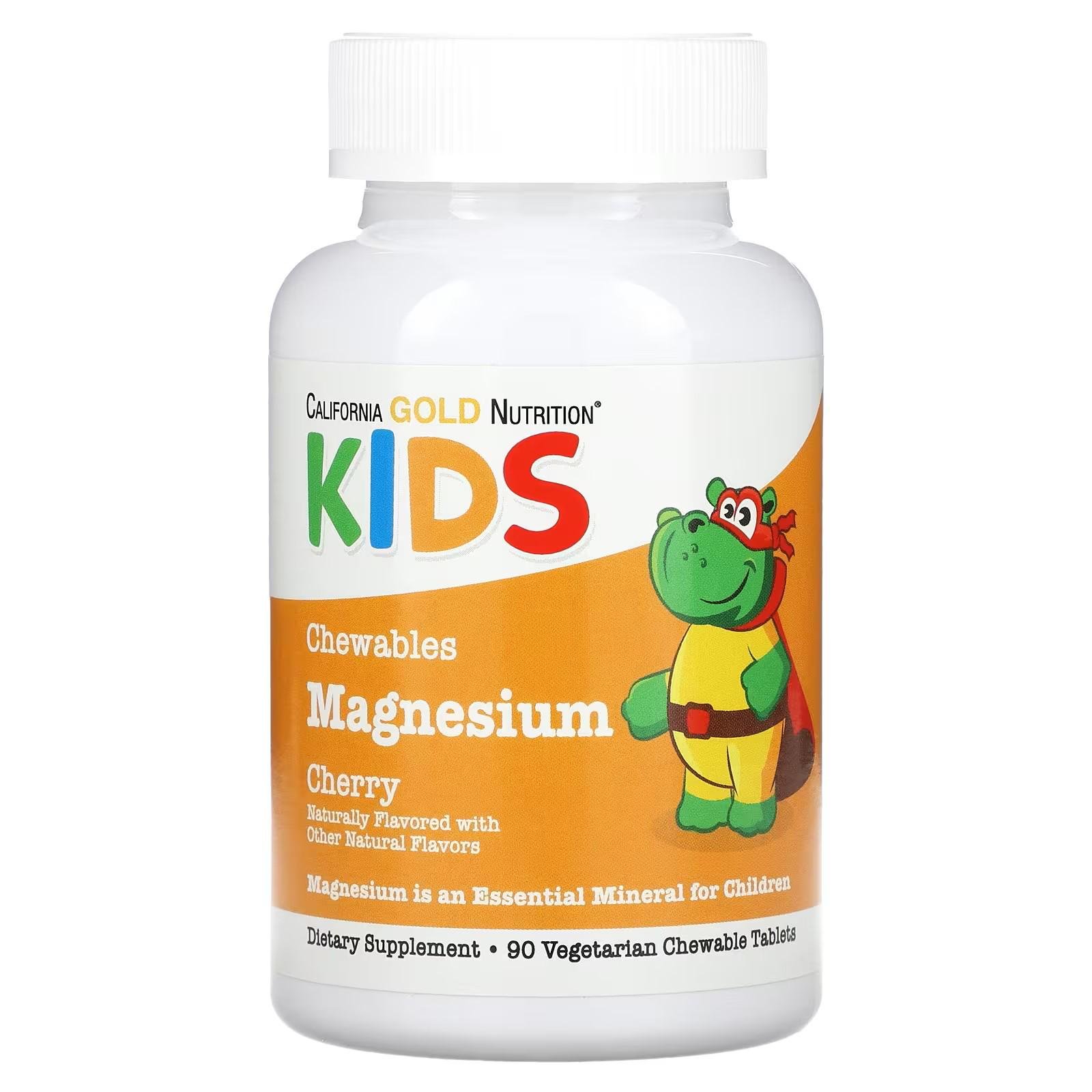 Магній для дітей California Gold Nutrition Chewable Magnesium for Children Cherry 90 таблеток