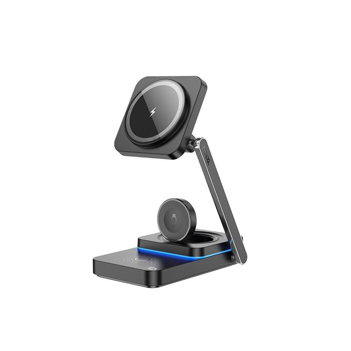 Зарядний пристрій бездротовий Hoco CQ10 Consuelo folding 3в1 Wireless Fast Charger Black (6942007618359)
