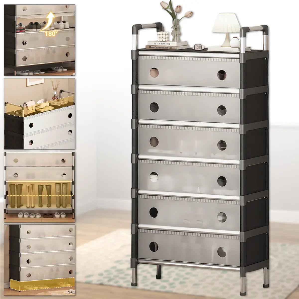 Шафа для взуття пластикова на 6 полиць 140x63x28 см (17159) - фото 2 Шафа для взуття пластикова на 6 полиць 140x63x28 см (17159) - фото 2