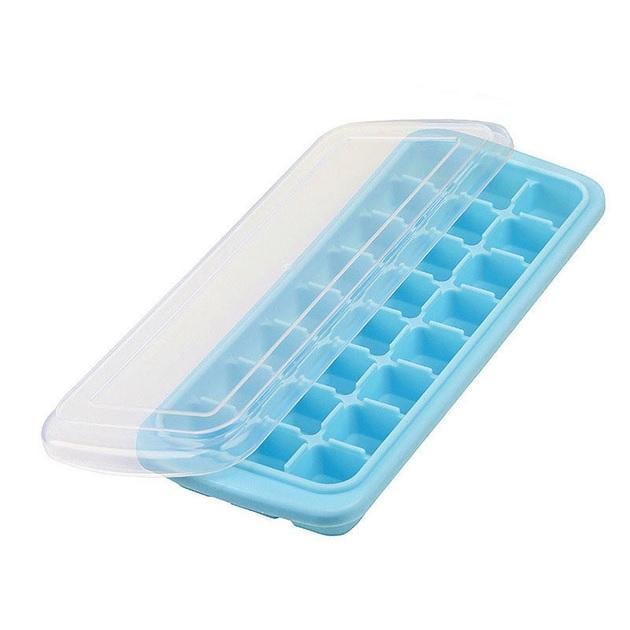 Форма для льоду силіконова з кришкою Кубики 24 комірки Блакитний (Е051484)